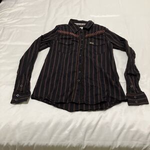 Shyanne Life Embroidered Embellished Black Western Cowgirl Shirt Sz M